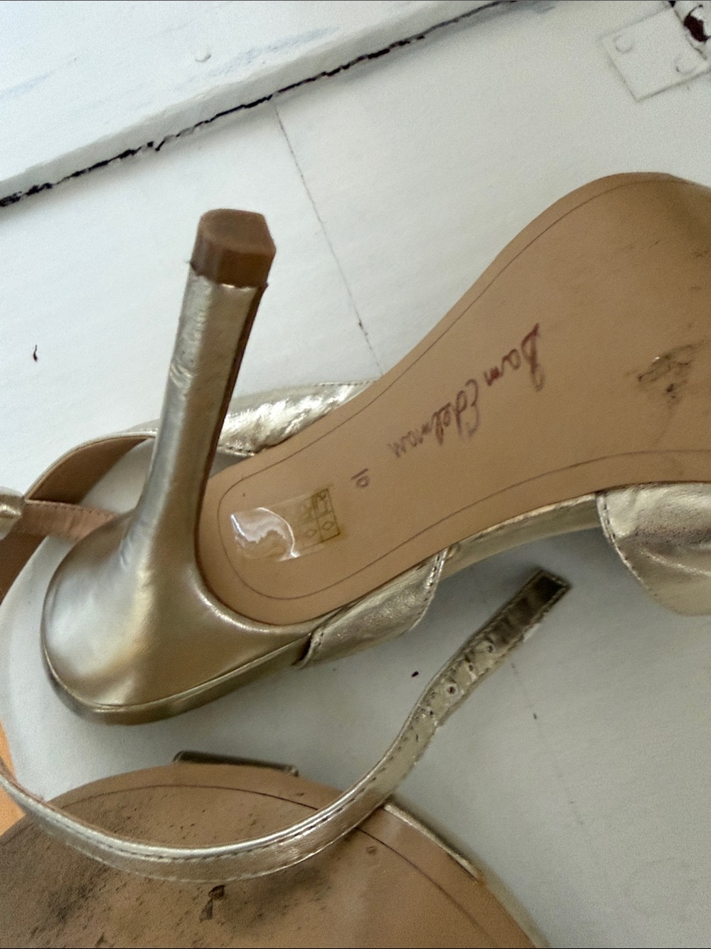 Sam Edelman Metallic Gold Strappy High-Heel Sandals - Picture 6 of 6